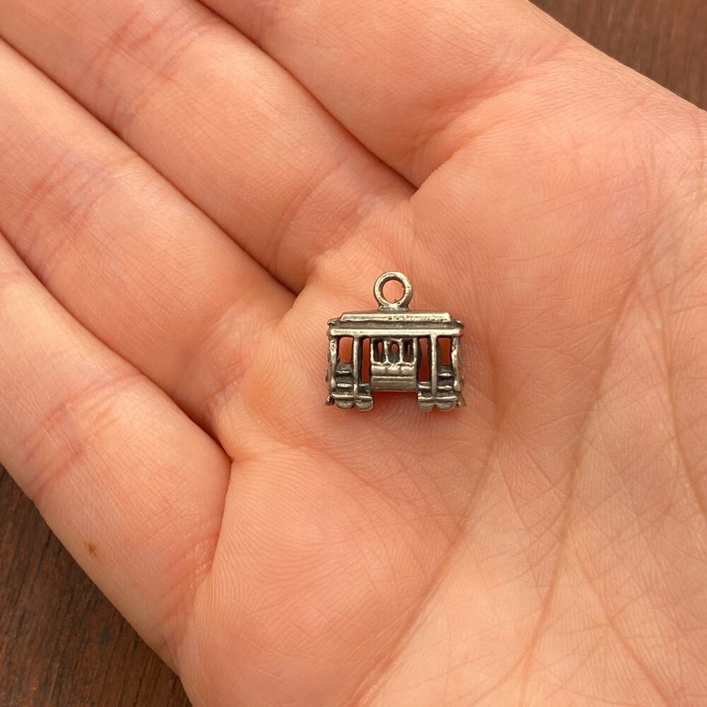 Vintage 925 Sterling Silver Trolley Cable Car San Francisco 3D Pendant Charm
